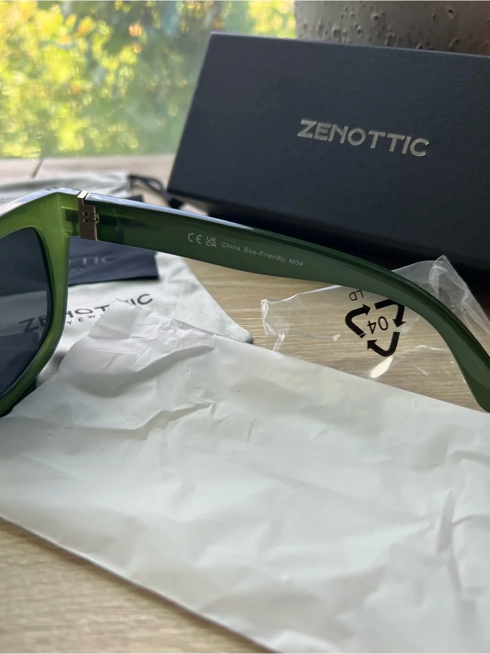 ZENOTTIC Womens Square Polarized Sunglasses Green Retro UV400 Vintage NIB⁠